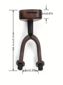 1pc Black Walnut Guitar Hook, Adjustable Ukulele/Electric Guitar Wall Mount Hanger, Durable Rubber & Iron Structure Non-Slip Wall Mounted Holder, Suitable For Acoustic Guitar, Electric Guitar, Bass, Ukulele, Woodwind Instruments, Ideal For Instrument Accessories, Wall Decor, Music Room, Bedroom, Band, Musician Gifts
