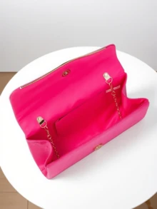 1pc Simple Solid Color Plush Party Handbag, Elegant Luxury Ladies' Evening Bag, Removable Metal Chain Shoulder/Crossbody Strap, Perfect Party Wallet For Women, Bride, Suitable For Holiday Party, Ball, Banquet, Wedding, Best Gift