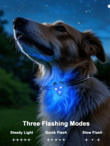 5pcs LED Pet Glow Pendant Collar, Waterproof Dog Collar Light With 3 Lighting Modes, Visible At Night For Outdoor Walking, Silicone LED Dog Collar Tag Light, Decoration For Night Safety, Battery Included - Multicolor - View 6