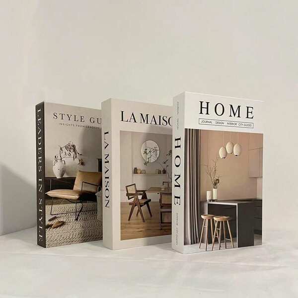 3pcs Vintage-Style Decorative Fake Books, Prop For Bookshelf Decor, Coffee Shop/Hotel, Photography, Film/Video