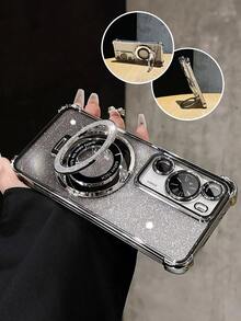 奢华电镀银色手机壳，创意自行车指环磁吸支架，闪亮水钻，防摔防震，新款夏季时尚硅胶软壳，兼容三星 Galaxy S24 S25 Ultra FE A56 A16 4G 5G、红米 14C、荣耀 OPPO Reno、Realme、摩托罗拉 MOTO Infinix 等机型，Y2K 风格男女通用款 2025 - 銀色 - 查看 4