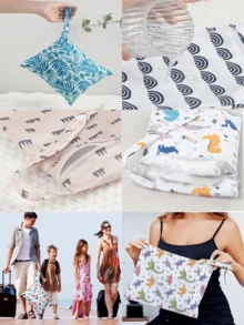 1 Packung wasserdichte wiederverwendbare Nass-Trocken-Taschen, Strand Pool Gym Tasche Yoga Toilettenartikel Kinderkrippe Organizer für Badeanzug, nasse Kleidung