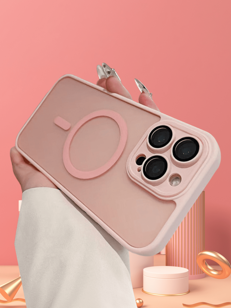 CteGlodrix Luxury Matte Wireless Charging Shock-Proof Phone Case, Compatible With Apple 17/16/15/14/13/12/11 Pro Max, With Semi-Transparent Armor Protective Cover - Baby Pink - View 26