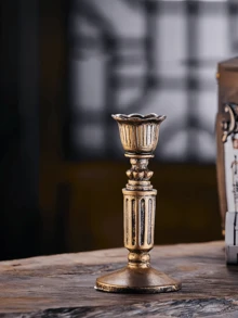 1pc Vintage Retro Candle Holder Decor, For Props Shooting, Wedding Decoration, Living Room & Dining Table Ambiance Decor, Candlestick