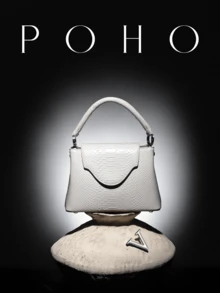 POHO Brand Custom Snake Skin V-Shape Medium Handbag, Elegant Classic, Suitable For Party, Gift For Female Friends, Sisters, Mothers - Beige - View 3