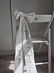 Custom Wedding Ribbons, Custom Text/Names, Reserved Chair Ribbons, Commemorative Wedding Signs, Wedding Cloth Labels, Reserved Chair Ribbons, Wedding Chair Seat Ribbons, Personalized Ribbon Seat Tags, Wedding Chair Decorative Name Place Tags, White Wedding Ribbons, Decorative Ribbons, Gift Ribbons And Cloth Ribbons For Baptisms