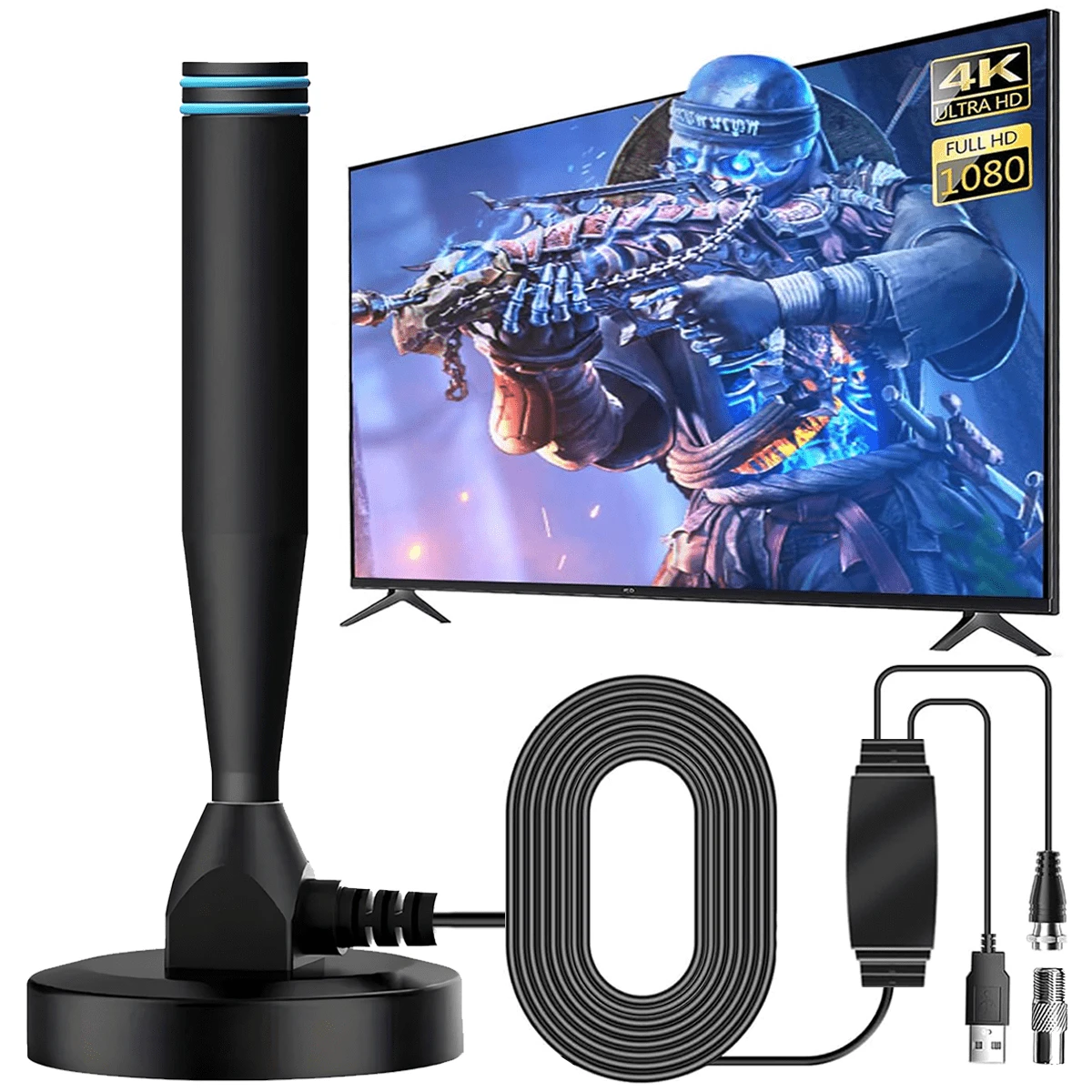 2025 HD TV Digital Antenna - 270 Mile Range, Supports 4K And 1080P, Indoor/Outdoor Use With Amplifier And Signal Booster - Compatible With HDTV, DVB-T2, DTMB, ATC, ISDB-T, ATSC, DAB/FM, Minimalist And Durable - Black - View 1