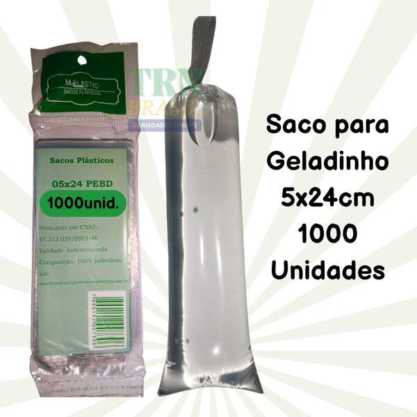 Saco para Geladinho Gourmet 1000 Unidades 5x24cm Alta Qualidade