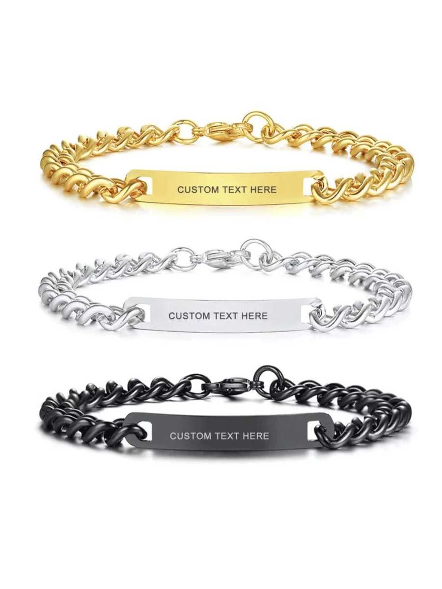 定制激光雕刻名字手链，适合作为节日礼物 - 彩色 - 查看 1