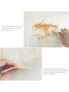 可移除自粘墙纸 3D 防水 PVC 泡沫墙纸防潮易粘贴儿童房卧室客厅浴室育儿室、趣味、波西米亚风格、出租屋家庭办公室墙壁改造墙面装饰、壁画、挂毯、现代装饰贴纸（无需胶水工具）