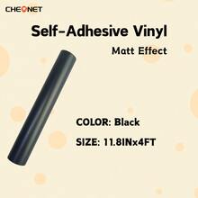 1pc Cheonet Permanent Adhesive Vinyl Matte/Glossy Colored Vinyl Sticker, Suitable For Party Decoration DIY - Black - View 23