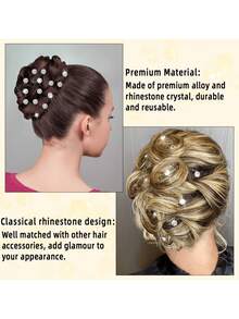 24pcs Rhinestone Spiral Hair Clips Twisted Hair Clips Rhinestone Vortex Hair Clips Metal Spiral Hair Clips Bridal Twisted Hair Clips Wedding Prom Party Hair Accessories (Silver) - Silver - View 4
