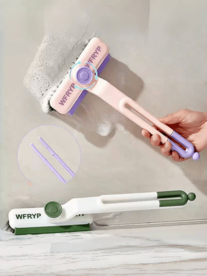 1 peça de escova de plástico multifuncional rotativa sem ângulo morto para fendas, escova de banheiro, escova de limpeza para cantos de parede de banheiro/cozinha, escova de limpeza de fendas rotativa multiuso, cabo curvo para facilitar o uso