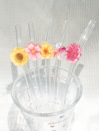1/2/6pcs Beautifully Designed, Reusable Straws, Glass Straws, Perfect For Smoothies, Milkshakes, Milk, Tea, Juices, Festivals Accompaniment Gifts