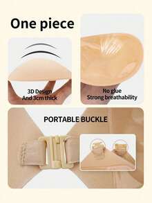 1pc Adhesive Bra 3CM Thickness, Small Chest Backless Strapless Dress Invisible Bra, Reusable Breast Augmentation Bra, - Multicolor - View 5