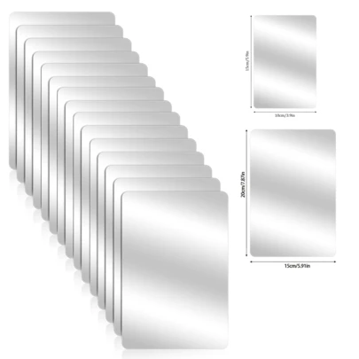 8pcs Unbreakable Plastic Mirror Acrylic Mirror Sheets, Multi-Size Mini Square Mirrors, Glass Brick Mirrors, Suitable For Dining Table Center, Wedding, Home Decor Background, Wardrobe, Storage Cabinet Decoration