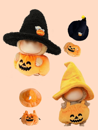 1pc Cute Back-To-School Halloween Doll Outfit – 1pc Pumpkin Pants & Magic Hat Costume, Pumpkin-Clad Replacement Clothes, Cute Collectible Gift For Students