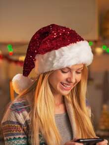 1 pièce Chapeau de Noël pailleté, cadeau de fête de Noël chaud et moelleux pour rassemblement festif, costume de festival