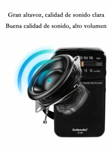Radio Bluetooth AM / FM Reproductor de altavoz portátil Radio de gran capacidad compacta, regalos populares para ancianos, - Negro - Ver 5