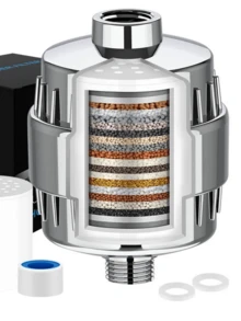 20级淋浴过滤系统，包含软水器、除氯器和滋养肌肤的淋浴喷头 - 家用过滤套装，是圣诞节/节日送礼佳品，浴室用品，浴室配件，浴室工具 - 杏色 - 查看 11