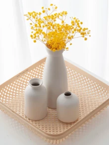 1pc/3pcs Set White Vases - 3pcs Decorative Small Vases, Modern Bohemian Style Rustic Home Decor, Accented With Reeds And Dried Flowers, Creative Stands, Can Be Placed On Tables, Bookshelves, Entryways - Vintage Morandi Vase 3-Piece Set Decorative Crafts Display TV Cabinet Soft Furnishings Beige Vase - Mocha - View 4