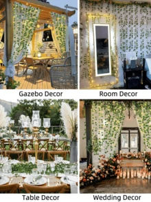 Nejlue Artificial Flowers/Plants1111 Home & Living 1/4/12/24pcs Artificial Ivy Vine With Leaves Decor, Fake Evergreen Ivy Wreath, Hanging Vine Plants Backdrop, Suitable For Home, Wall, Bedroom, Wedding, Dining Table, Party, Holiday, Birthday, Garden, Indoor/Outdoor, Spring/Summer, Valentine's Day Decoration - Green - View 5