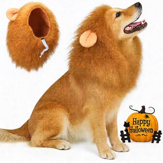 1pc Funny Plush Lion Mane Dog Costume, Use This Amusing Pet Hat To Transform Your Golden Retriever, Great For Pets And Photo Shoots, Playful Pet Apparel | Lion Mane Dog | Fluffy Pet Costume, Dog Clothes
