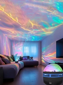 1pc Aurora Starry Sky Projection Light, Silver Hebei Aurora Starry Sky USB Projector Light, With Remote Control, Featuring 14 Different Lighting Effects Of LED Lights For The Milky Way, Starry Sky, And Aurora, Suitable For Room And Home Decoration Lights, Night Lights, Living Rooms, Bedrooms, Home Theaters, Birthdays, Parties, Camping, And Weddings. It Is A Perfect And Unique Decorative Atmosphere Light It Creates A Dreamy And Novel Atmosphere Of The Milky Way, Aurora And Starry Sky. It Is An Exquisite And Wonderful Gift! - Multi-color light - View 4