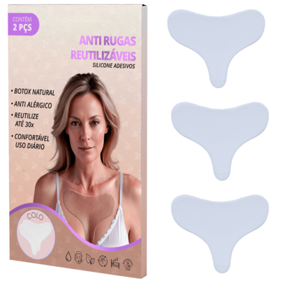Kit 3 Adesivos de Silicone Anti Rugas Colo do Peito em Tê