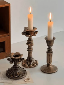 1pc Vintage Retro Candle Holder Decor, For Props Shooting, Wedding Decoration, Living Room & Dining Table Ambiance Decor, Candlestick