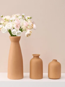 1 pieza/Set de 3 piezas Juego de jarrones Mocha - 3 jarrones decorativos pequeños, decoración del hogar moderna de estilo bohemio y campestre con cañas y flores secas, soportes creativos, mesas, estanterías, entrada - Jarrones Morandi vintage de 3 piezas para exhibición de artesanía, gabinete de TV, decoración de sala con jarrones decorativos suaves de color beige