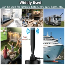 2025 HD TV Digital Antenna - 270 Mile Range, Supports 4K And 1080P, Indoor/Outdoor Use With Amplifier And Signal Booster - Compatible With HDTV, DVB-T2, DTMB, ATC, ISDB-T, ATSC, DAB/FM, Minimalist And Durable - Black - View 4