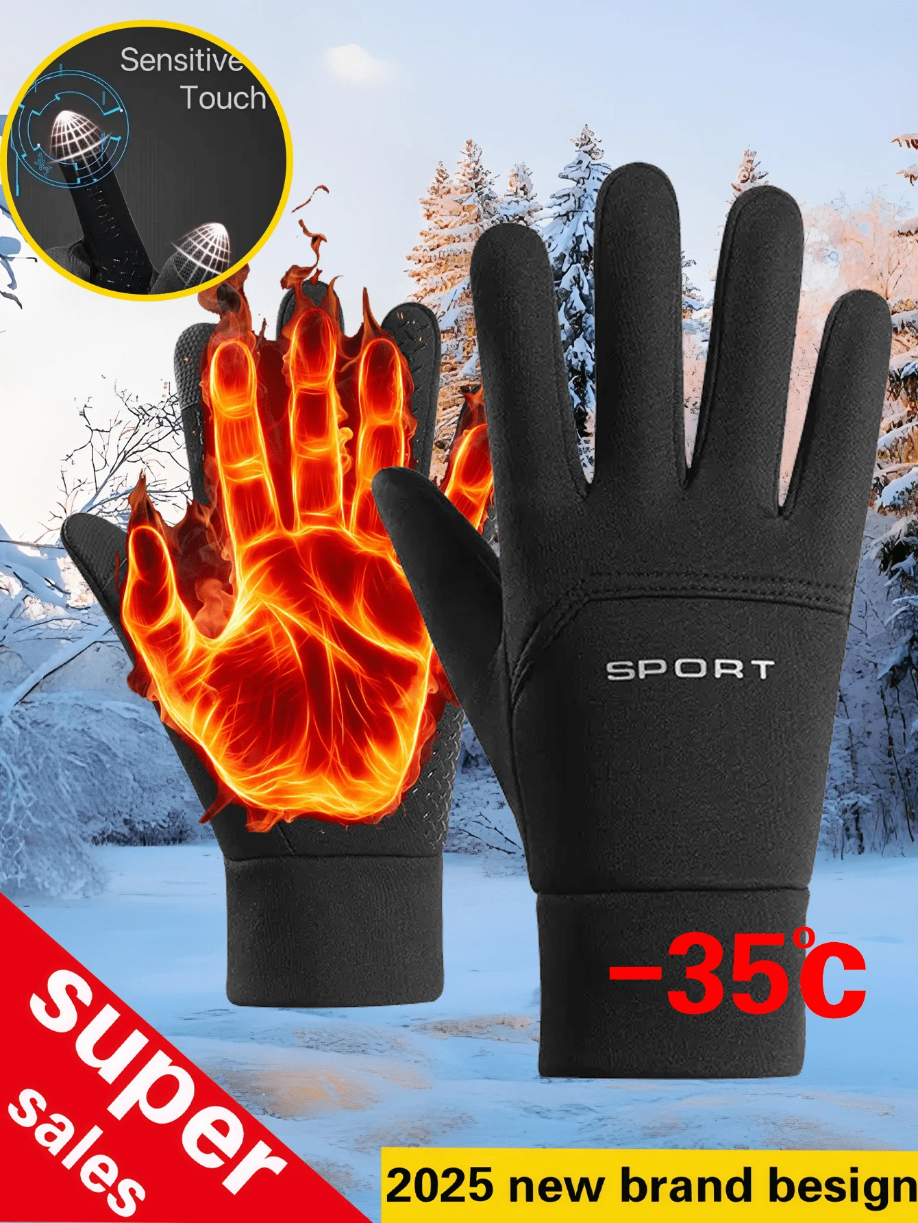 1pc, Men's Winter Warm Gloves, Bicycle Gloves, Cycling Gloves, Mountain Climbing Gloves, Can Touch The Screen, Thick Gloves, Suitable For Cycling, Worn Outdoors Autumn Outfits - A - View 1