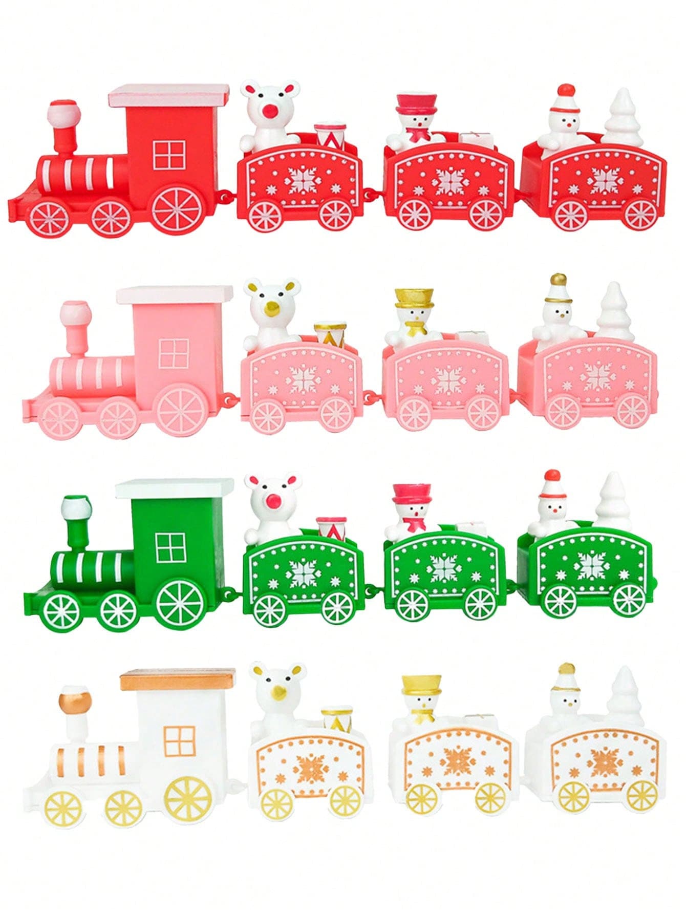 1/4pcs Christmas Baking Decor Mini Train Figurines, Santa Claus Gifts, Props & Scene Decor (The Mini Trains Are Hand-Painted, So Slight Color Variation May Occur, Which Is Normal And Not A Defect. Recommended Not To Purchase If You Require Exact Consistency).