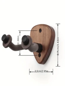 1pc Black Walnut Guitar Hook, Adjustable Ukulele/Electric Guitar Wall Mount Hanger, Durable Rubber & Iron Structure Non-Slip Wall Mounted Holder, Suitable For Acoustic Guitar, Electric Guitar, Bass, Ukulele, Woodwind Instruments, Ideal For Instrument Accessories, Wall Decor, Music Room, Bedroom, Band, Musician Gifts