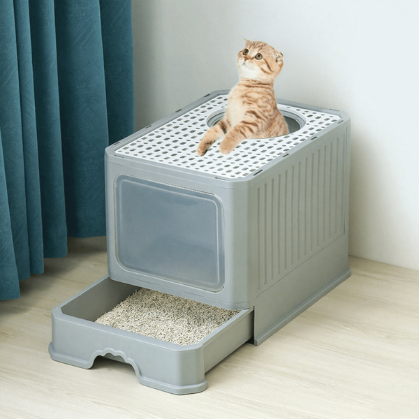 Fully Enclosed Extra Large Cat Litter Box, Odor Eliminating, Splash Proof, Drawer Type Top Entry Cat Supplies