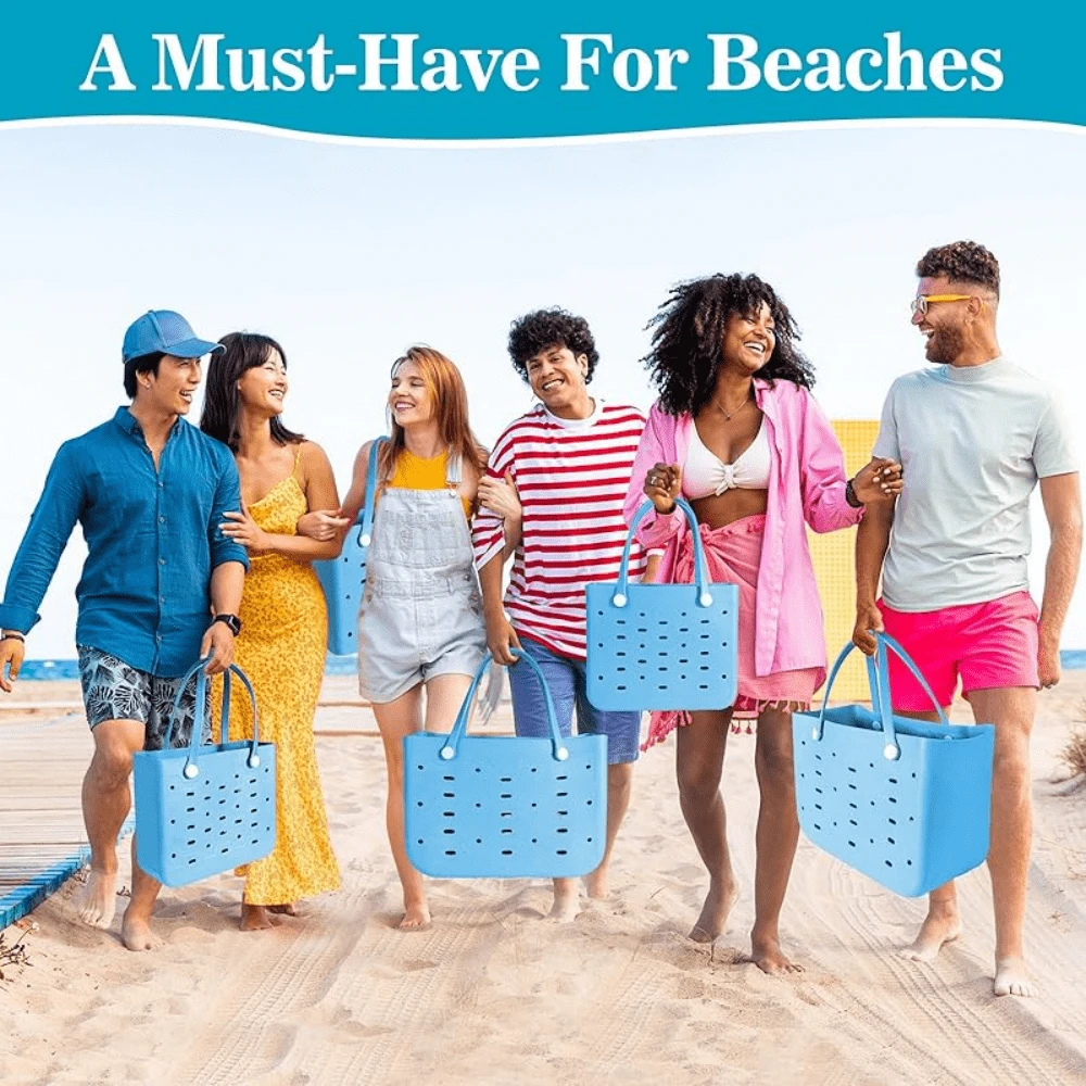 CSjihua Women's Beach Bag, EVA Beach Rubber Tote - Durable, Lightweight, Fade-Resistant, Suitable For The Beach, Pool, Boat, Shopping, Sports, Easy To Clean, Sturdy And Durable, Beach Accessory | Colorful Beach Bag | Lightweight Bag - 彩色 - 查看 1