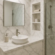 Papel de Parede Adesivo Marmorizado Branco 2m x 60cm Vinil Impermeável para Paredes, Móveis, Cozinha, Banheiro e Guarda-Roupas - Marmorizado - Visão 6