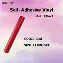 1pc Cheonet Permanent Adhesive Vinyl Matte/Glossy Colored Vinyl Sticker, Suitable For Party Decoration DIY - Red - View 26