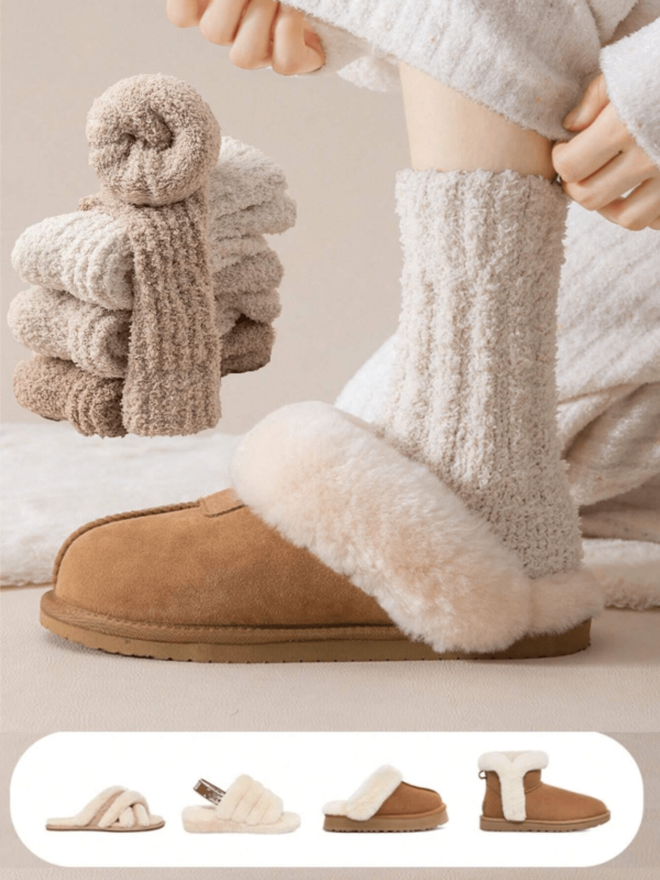 4 pares de calcetines mullidos y cálidos de invierno para mujer, calcetines de estar por casa suaves de microfibra, regalos de Año Nuevo, regalos del Día de San Valentín, 1 par para novio y novia, regalos para mujeres y hombres