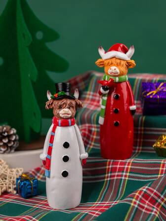 1 件圣诞装饰可爱高地牛雕像家居装饰，圣诞礼物