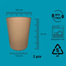 Juego de 2 cestos papelero compactos de polipropileno, libres de BPA; resistentes, ecológicos y funcionales para baño, oficina, escritorio y hogar. - Caqui - Ver 4