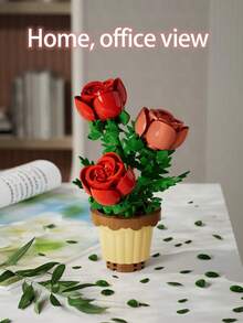 Mini Bouquet Bonsai Tree Toy Building Block Set, 105-365 Building Block Particles, DIY Simulated Plant Series Building Block Toys, Toy Building Blocks Suitable For Home And Office Decoration, Bouquet Set, Suitable For Adults, Mother's Day Gift, Birthday Gift, Valentine's Day Gift, Christmas Toy - Multicolor - View 5