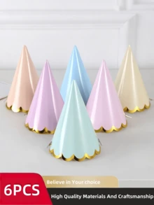 24pcs/12pcs/6pcs Pastel Party Hat, Birthday Party Cone Hat, Cute Cake Cone Birthday Paper Hat, Cute Crown, Bridal Wedding Center Bachelorette Party Party Decorative Hat, Colorful Hat - Multicolor - View 10