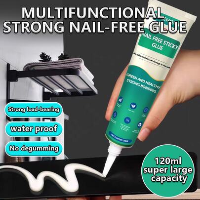 超大号免钉胶可粘在墙壁、瓷砖、木板、水泥、岩石上，适用于浴室和厨房强力免钉胶