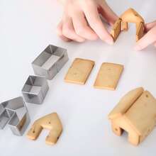 3件/套，圣诞迷你房子形状饼干刀套装，制作圣诞小房子饼干模具，由3块不锈钢组成，适合在家庭和厨房中烘焙圣诞童话！ - 銀色 - 查看 7