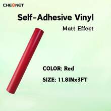 1pc Cheonet Permanent Adhesive Vinyl Matte/Glossy Colored Vinyl Sticker, Suitable For Party Decoration DIY - Red - View 25