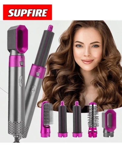Secador de Cabelo 5 em 1 com Íon Negativo  Escova Modeladora Alisadora e Onduladora Profissional 110v
