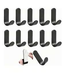 10个自粘衣架挂钩 衣架 壁挂挂钩 无需钻孔 可挂包包 毛巾 丝瓜网 钥匙 帽子 厨房 浴室（请勿放置重物 防止脱落） - 彩色 - 查看 2