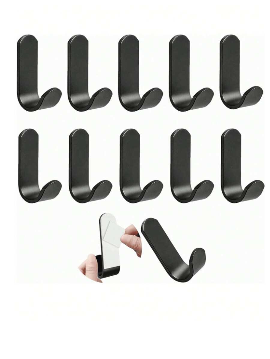 10个自粘衣架挂钩 衣架 壁挂挂钩 无需钻孔 可挂包包 毛巾 丝瓜网 钥匙 帽子 厨房 浴室（请勿放置重物 防止脱落）